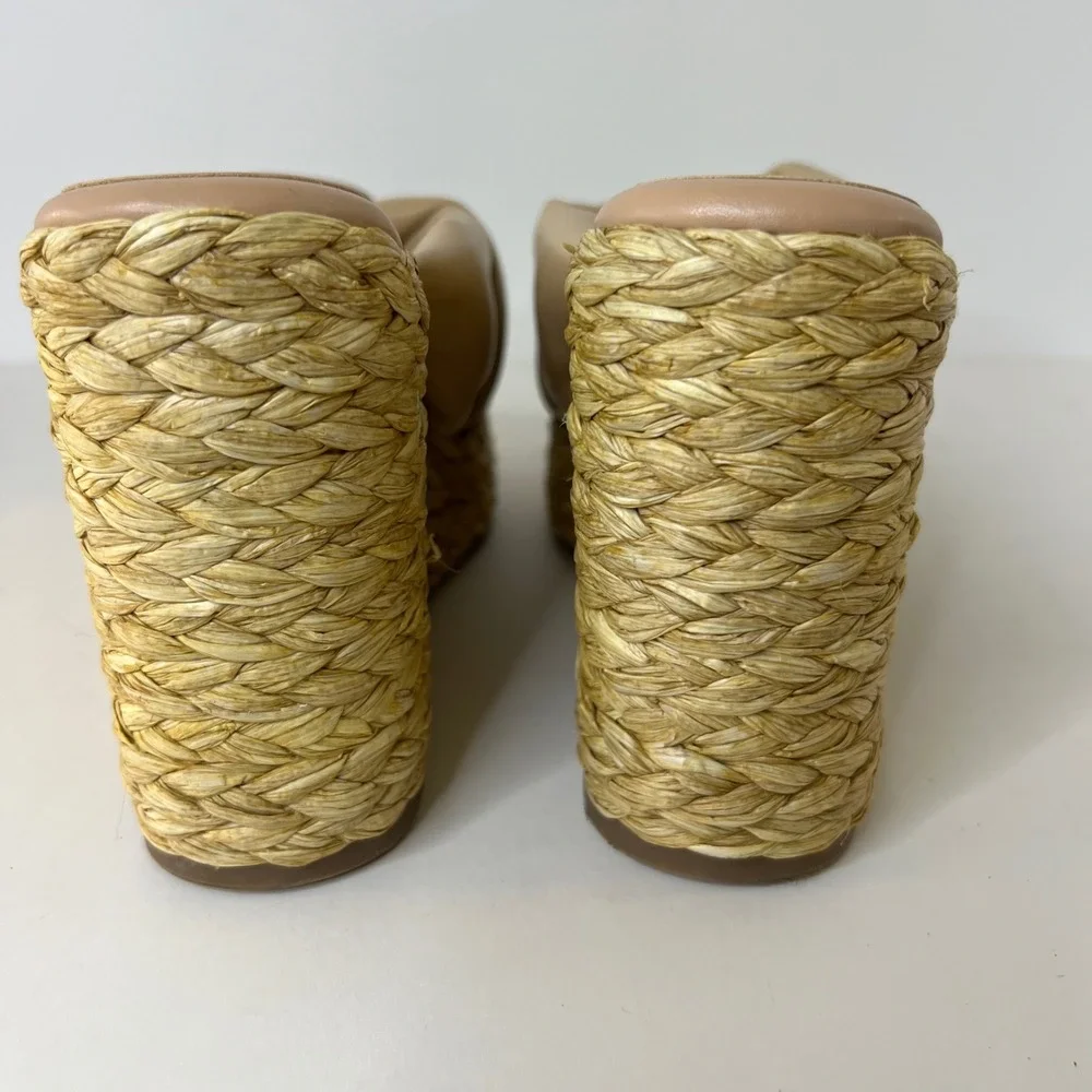 Marc Fisher LTD Navina‎ Leather Platform Wedge Espadrille Sandals Puffy Knot 7.5